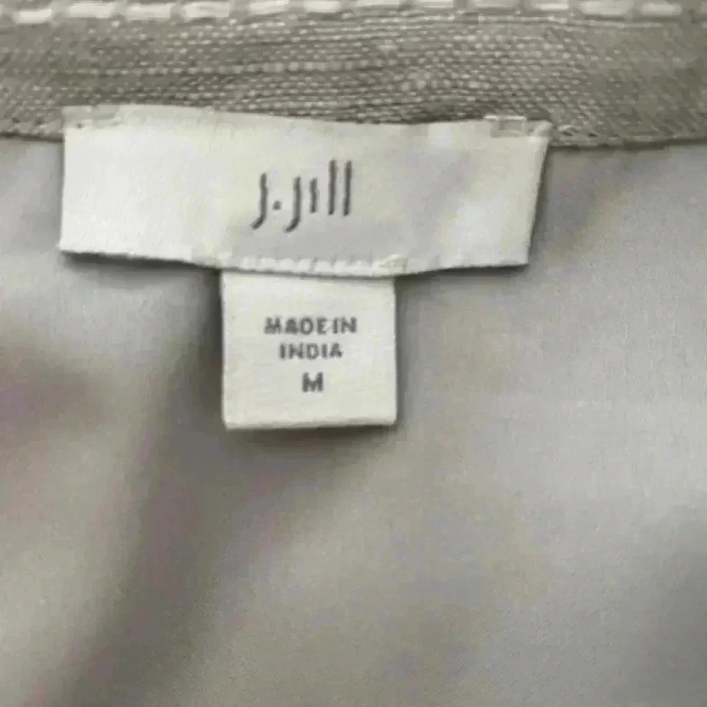 J. JILL Relaxed Pinstripe Linen Vertical Gray & White Jacket Cardigan Size M - Picture 8 of 14